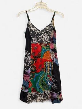 NWT Vintage Kessley Women’s Multicolor Boho Black Patchwork Dress